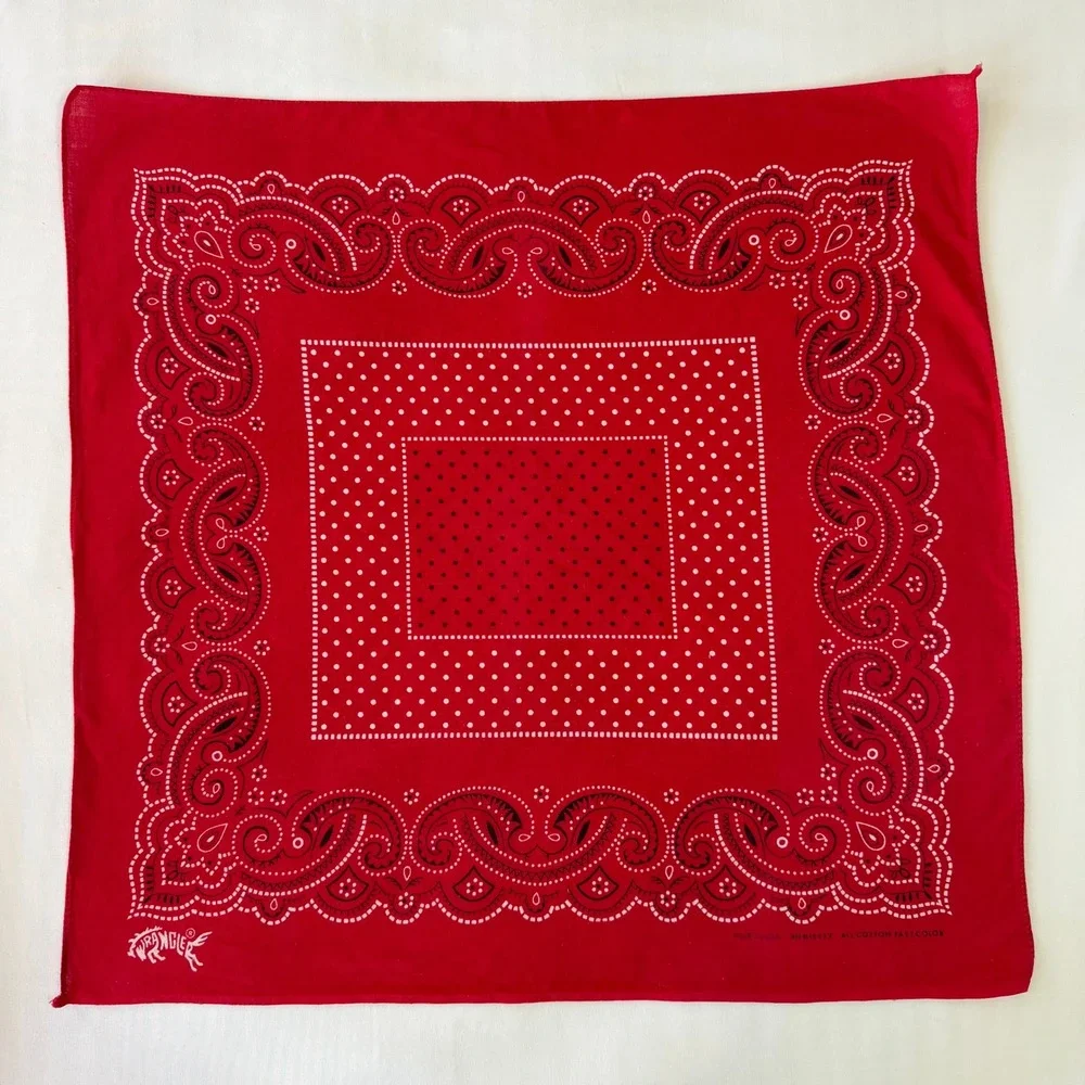 Vintage 70s Wrangler Bandanas Red Cotton RN 16429 Fast Color USA Lot of 2